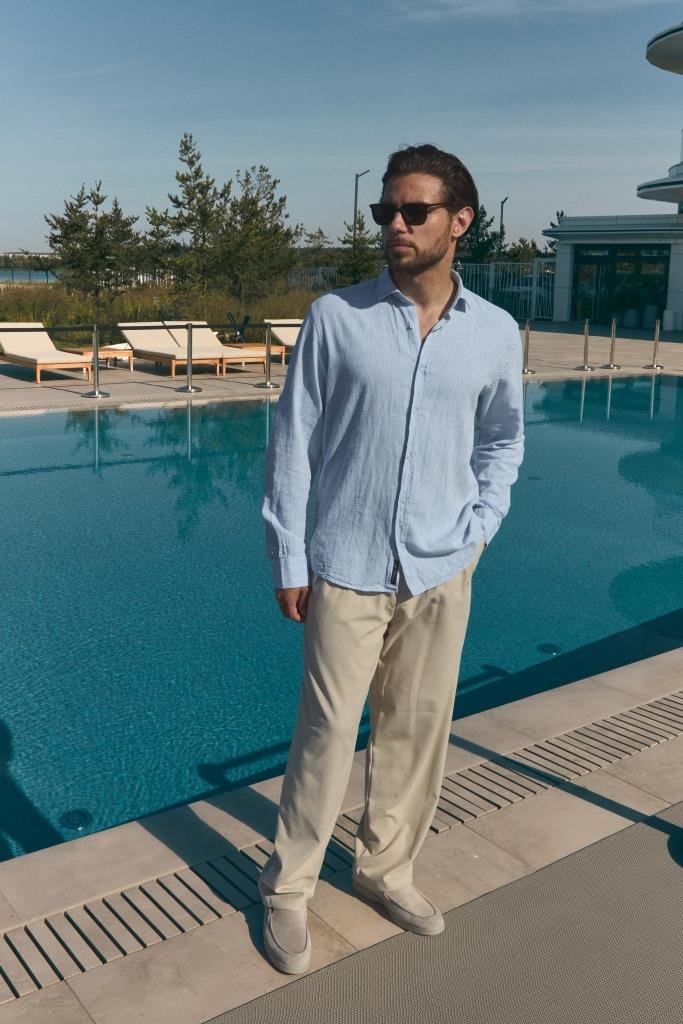 Брюки-багги светло-бежевые свободные