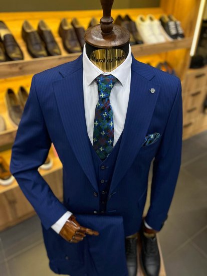 Костюм MAZALTOVMAN 3-ка Синий в полоску премиум