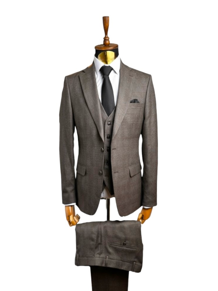 Костюм MAZALTOVMAN 3-ка премиум Светло-коричневый в клетку