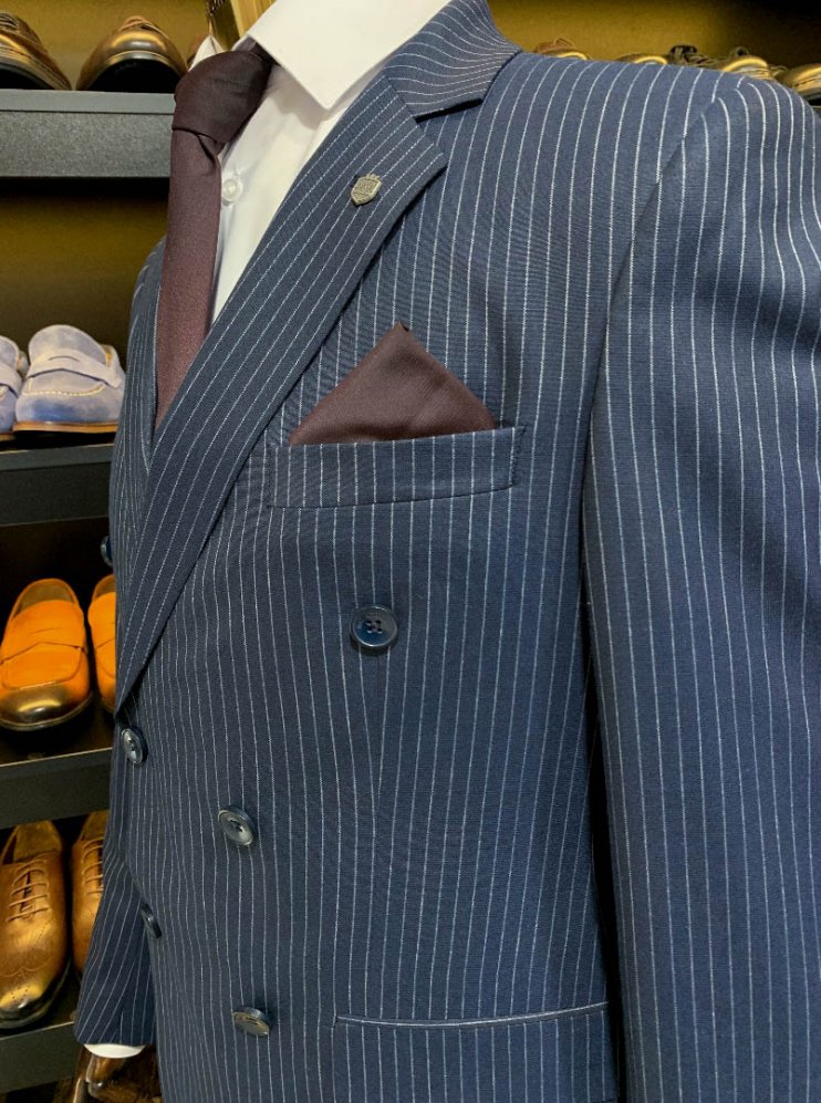 Костюм MAZALTOVMAN 2-ка Синий в полоску двубортный