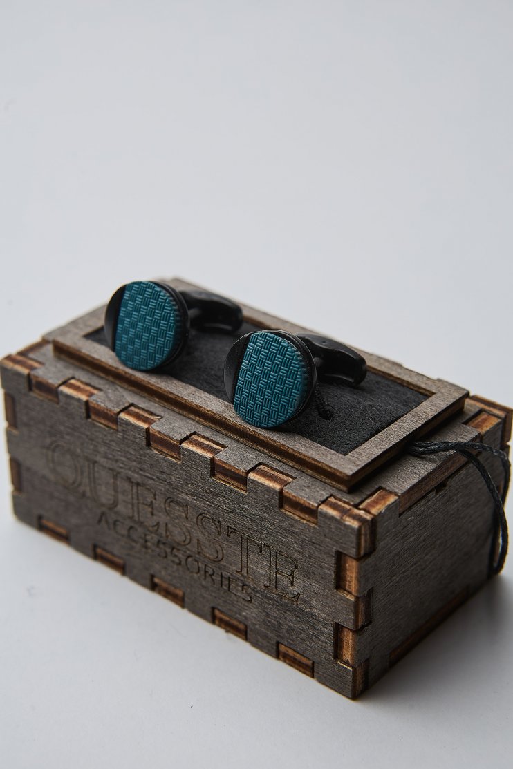 Запонки Зеленые текстурные круглые