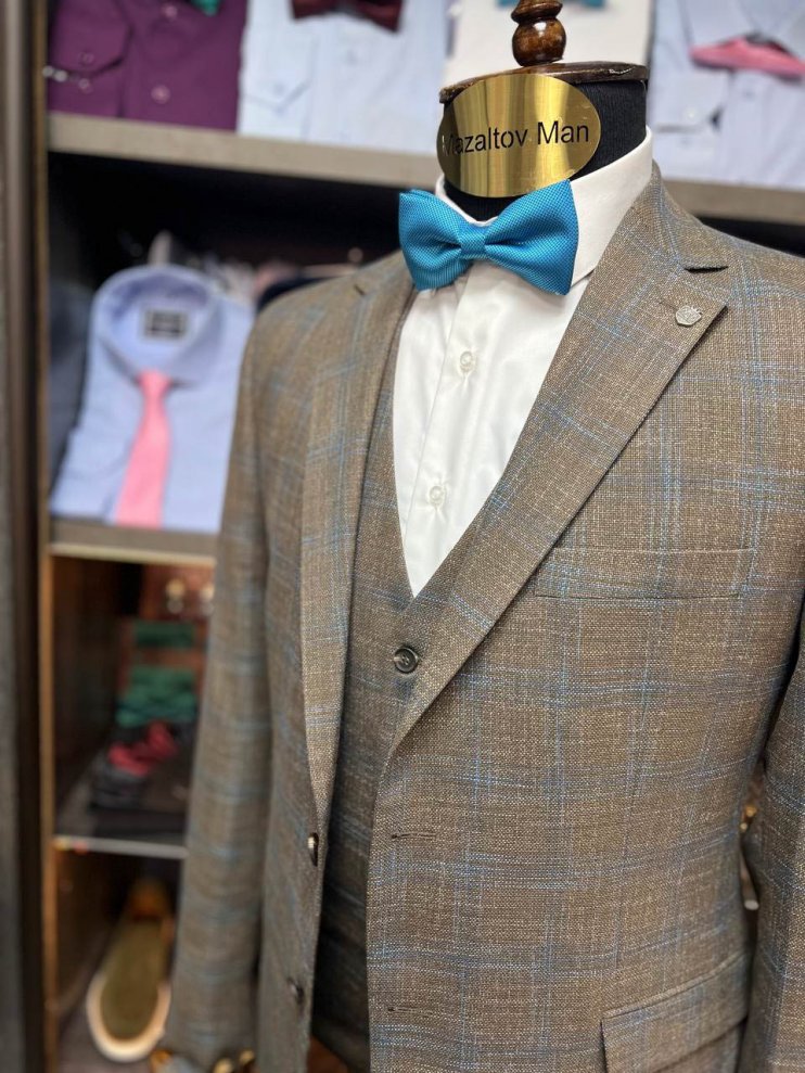 Костюм MAZALTOVMAN 3-ка Коричневый в клетку